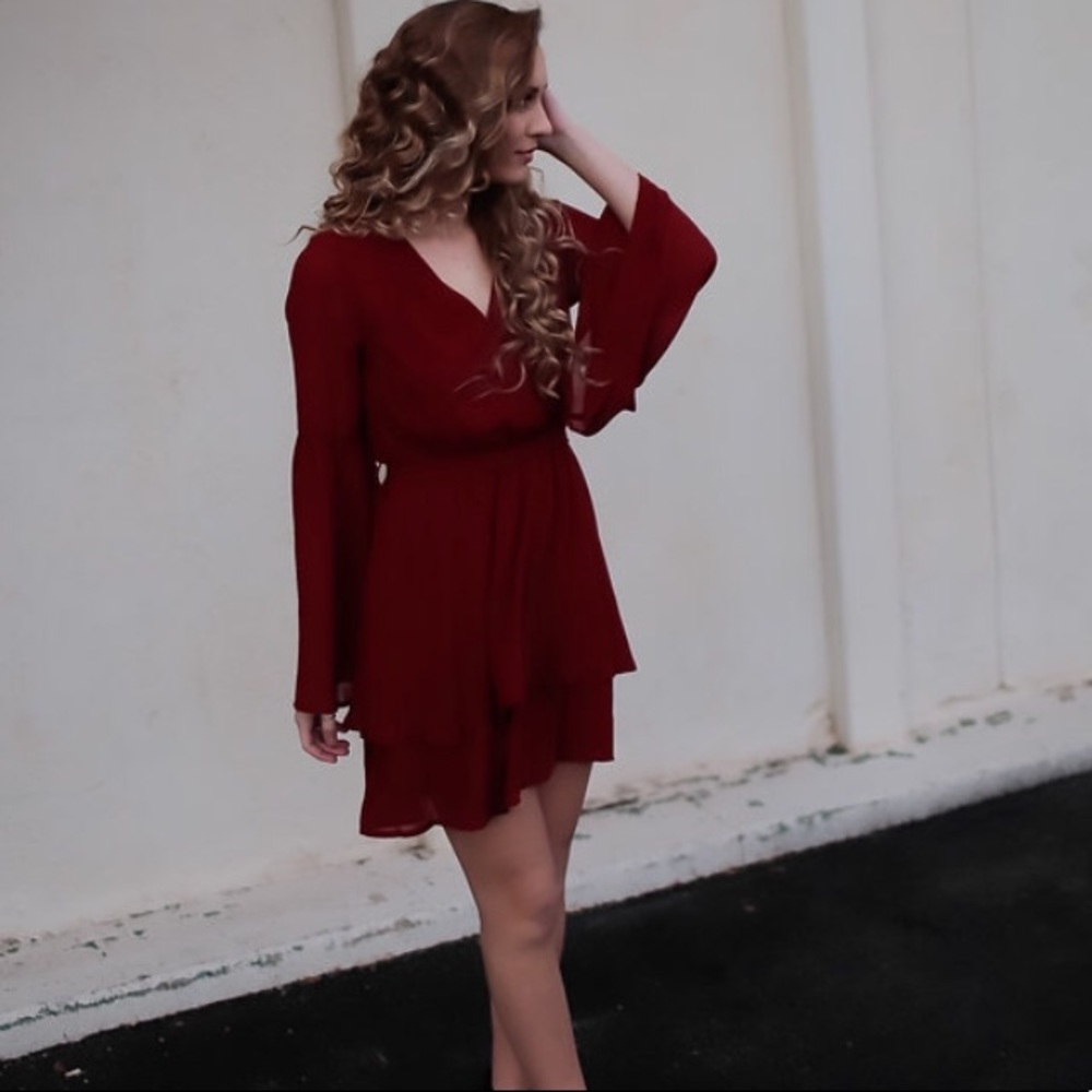 Last 1!! SMALL flirty fun wine colored party dress - Picture 6 of 8
